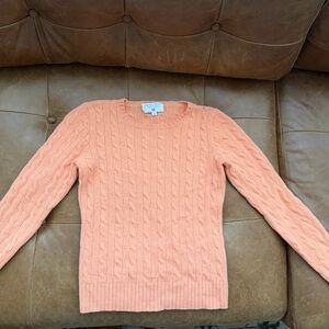 100% Cashmere Cable Knit Peach Sweater
